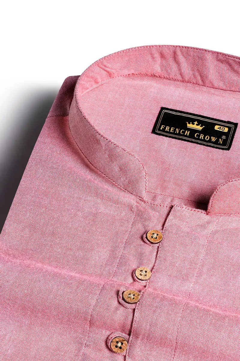 Thulian Pink Multicolour Striped Royal Oxford Kurta Shirt 4