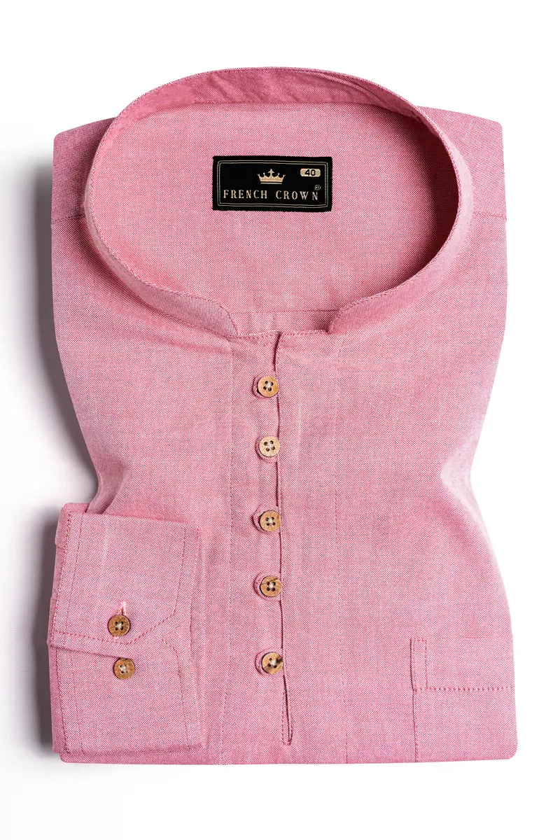 Thulian Pink Multicolour Striped Royal Oxford Kurta Shirt 5