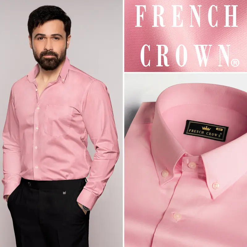 Thulian Pink Subtle Sheen Super Soft Premium Cotton Shirt 5