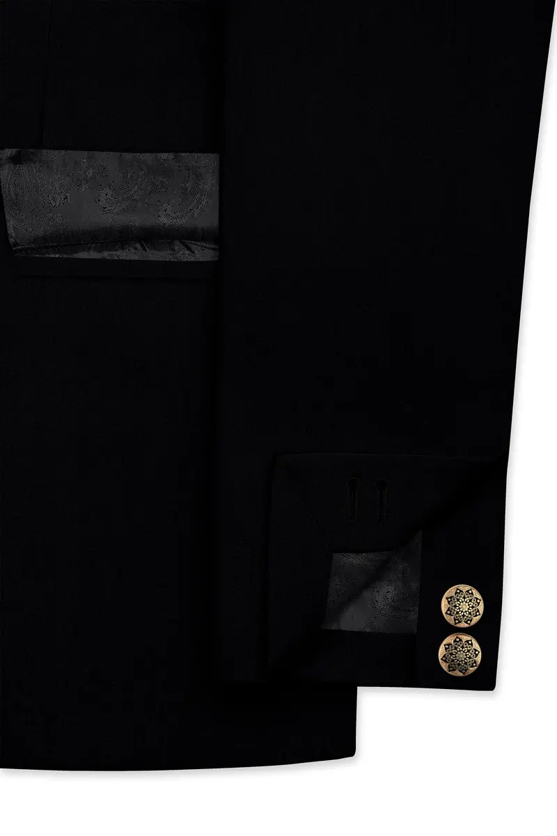 Thunder Black Cross Placket Bandhgala Blazer 5