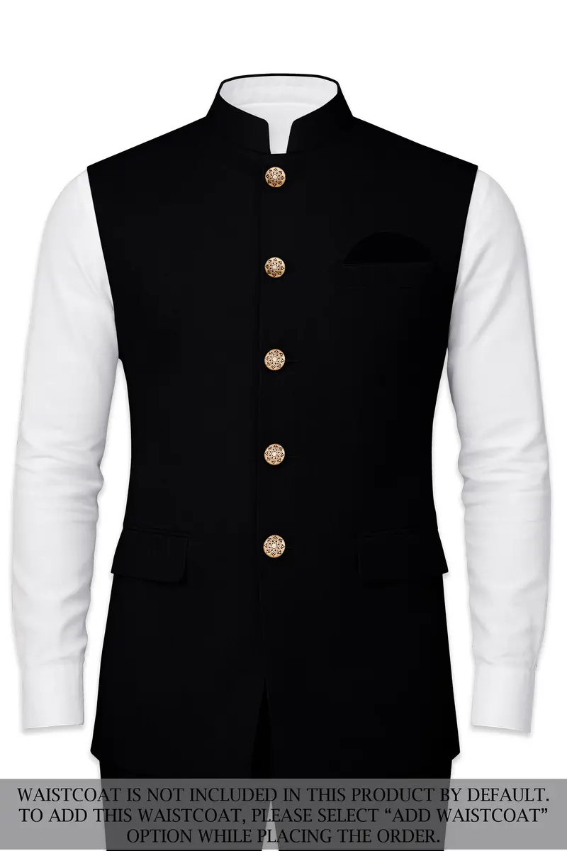Thunder Black Cross Placket Bandhgala Suit 15