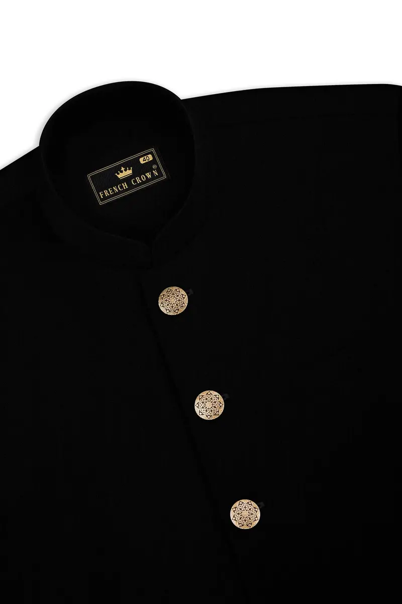 Thunder Black Cross Placket Bandhgala Suit 17