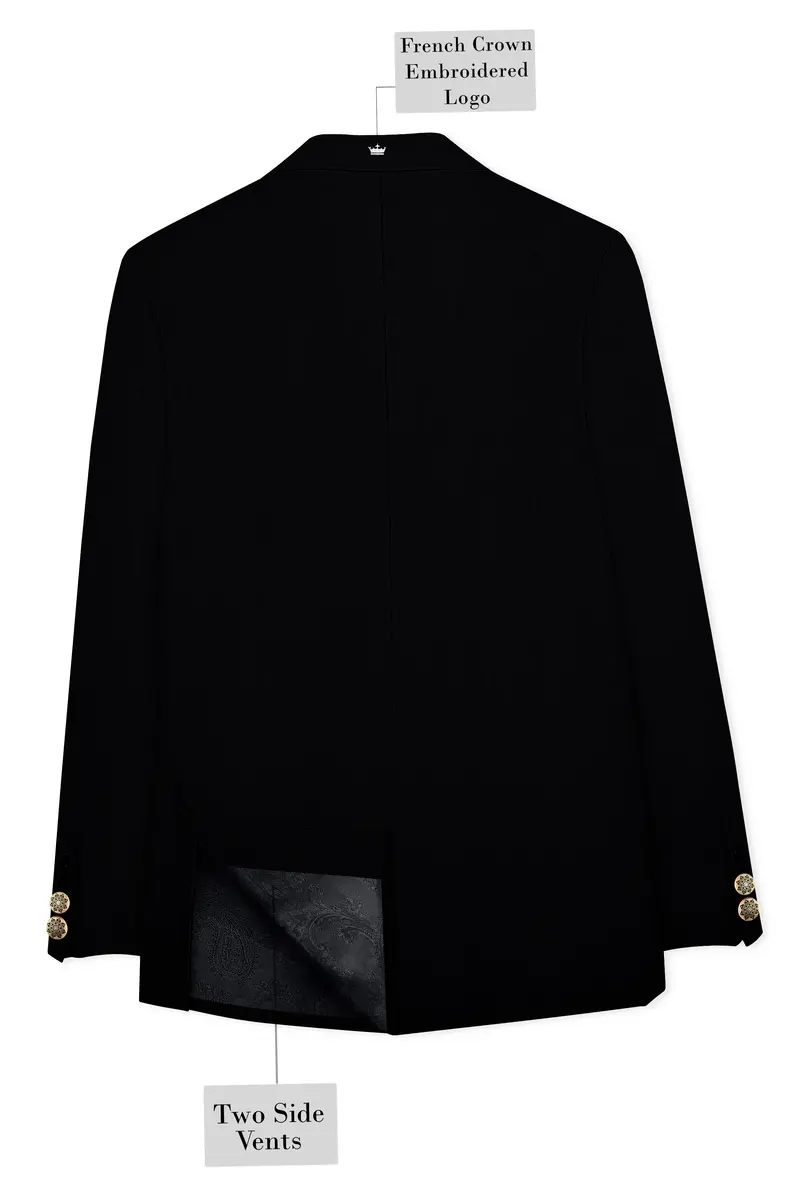 Thunder Black Cross Placket Bandhgala Suit 8