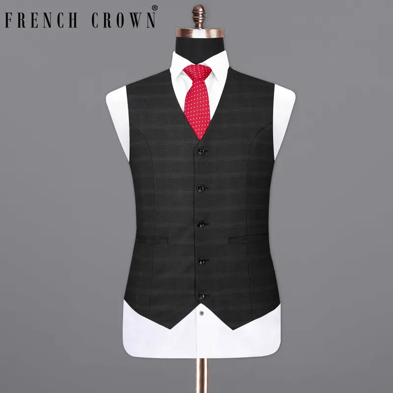 Thunder Black Plaid Waistcoat 1