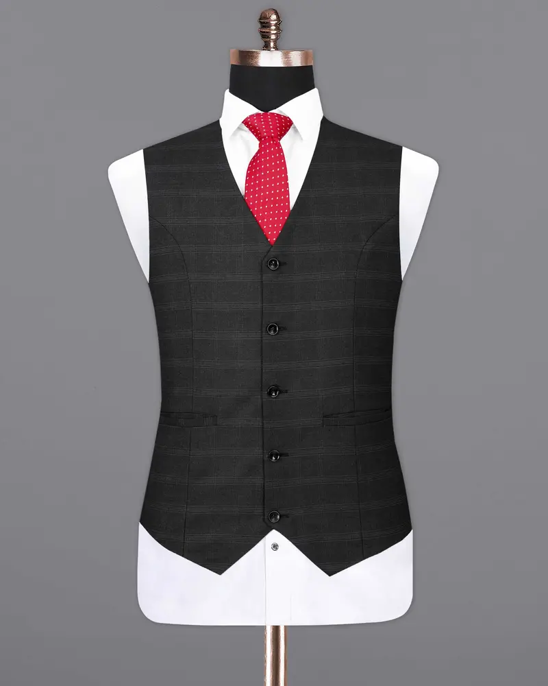 Thunder Black Plaid Waistcoat 2