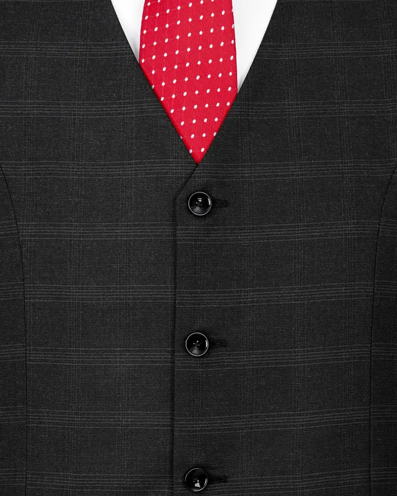 Thunder Black Plaid Waistcoat 5