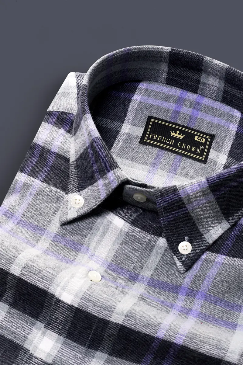 Thunder Black With Spring Gray Checkered Flannel Overshirt/Shacket 1