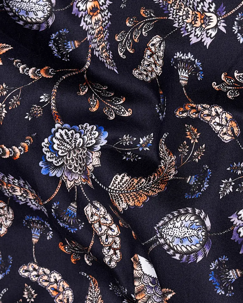 Thunder Blue Multicolour Floral Printed Super Soft Premium Cotton Shirt 2