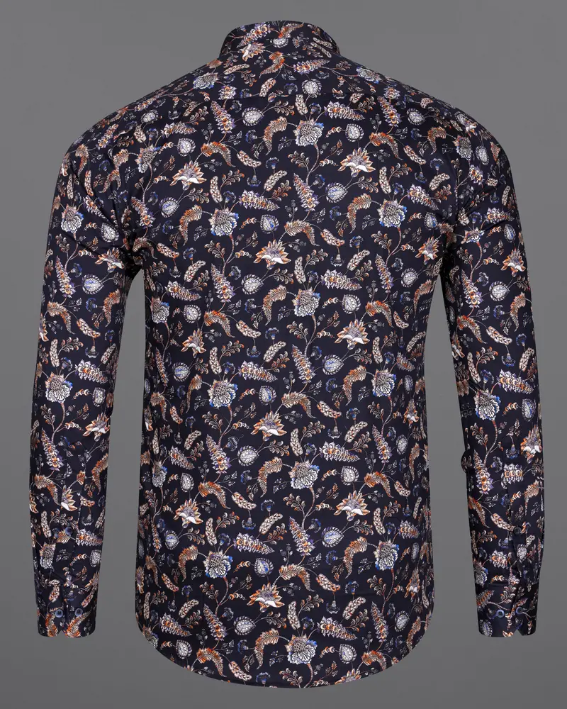 Thunder Blue Multicolour Floral Printed Super Soft Premium Cotton Shirt 6