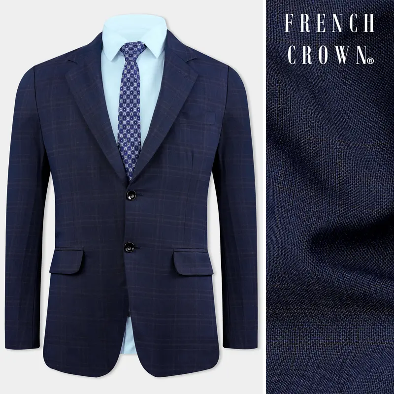 Thunder Blue Plaid Wool Rich Blazer 1