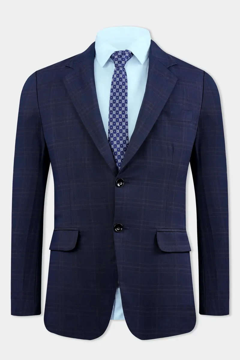 Thunder Blue Plaid Wool Rich Blazer 2