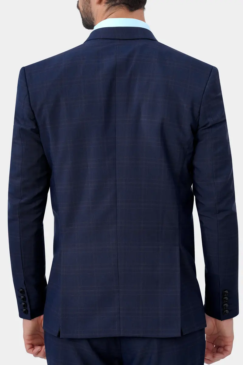 Thunder Blue Plaid Wool Rich Blazer 5