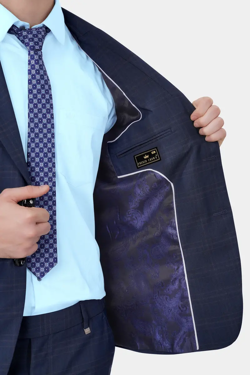 Thunder Blue Plaid Wool Rich Blazer 6