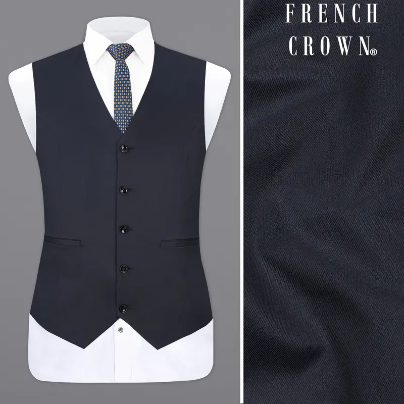 Thunder Blue Premium Cotton Designer Waistcoat 1