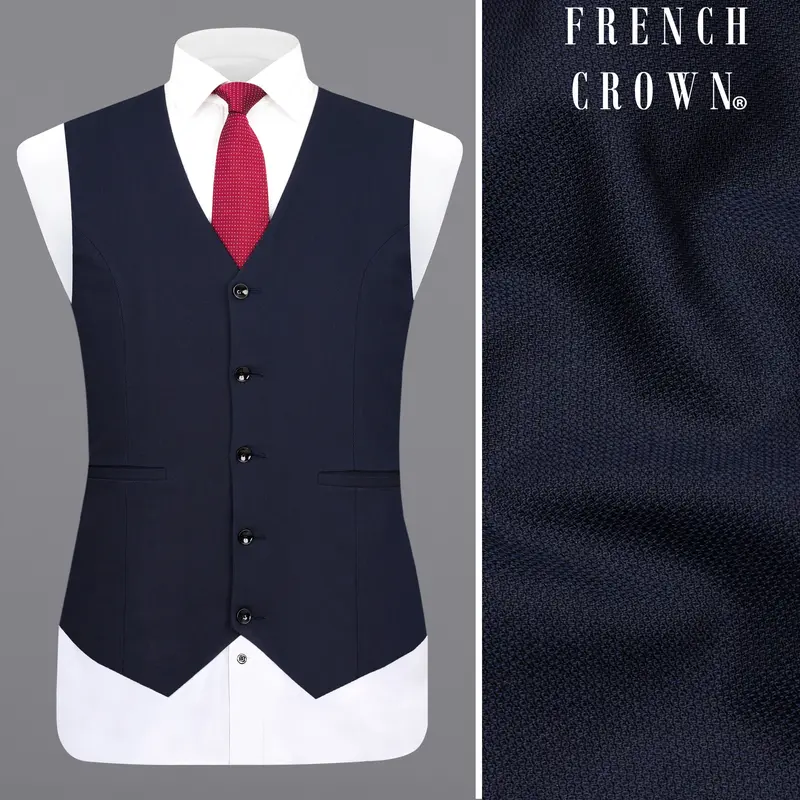 Thunder Blue Premium Cotton Designer Waistcoat 1