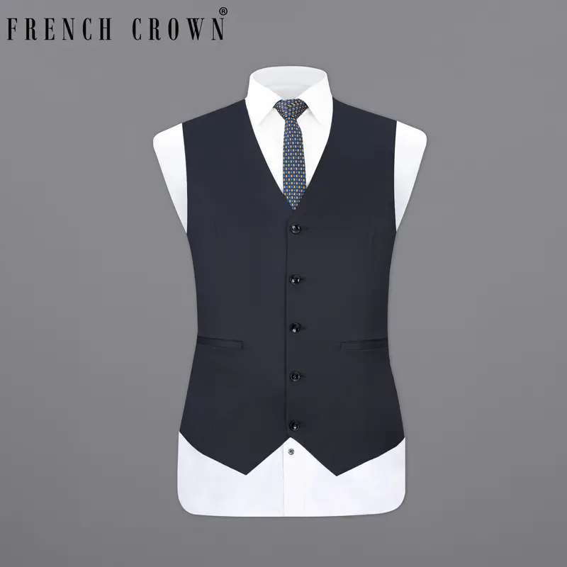 Thunder Blue Premium Cotton Designer Waistcoat 7