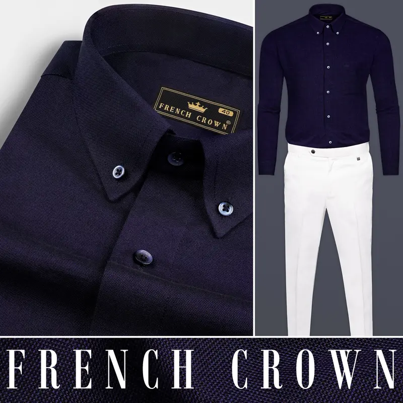 Thunder Blue Solid Royal Oxford Shirt 10