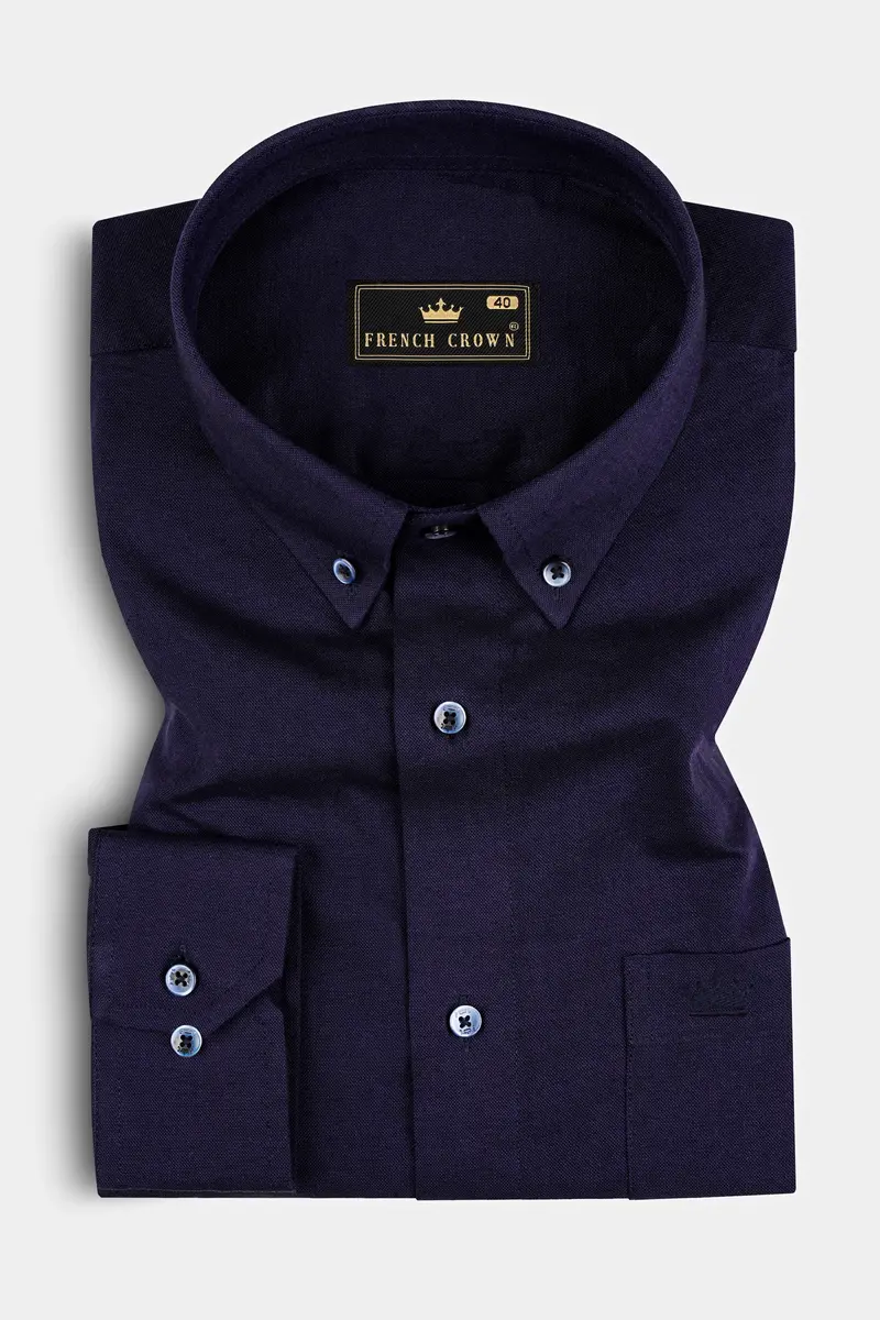 Thunder Blue Solid Royal Oxford Shirt 3
