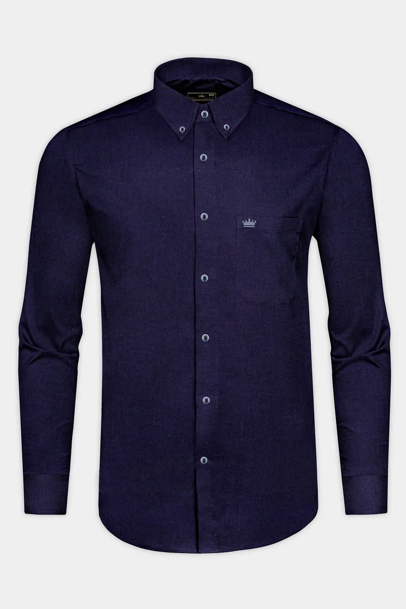 Thunder Blue Solid Royal Oxford Shirt 4