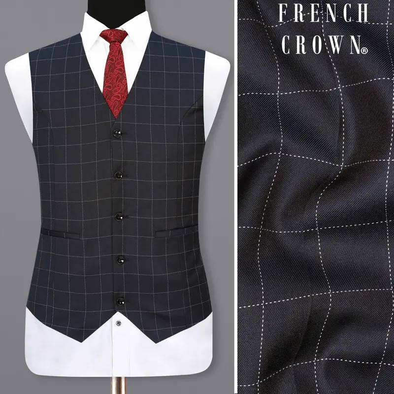 Thunder Blue Solid Waistcoat 1