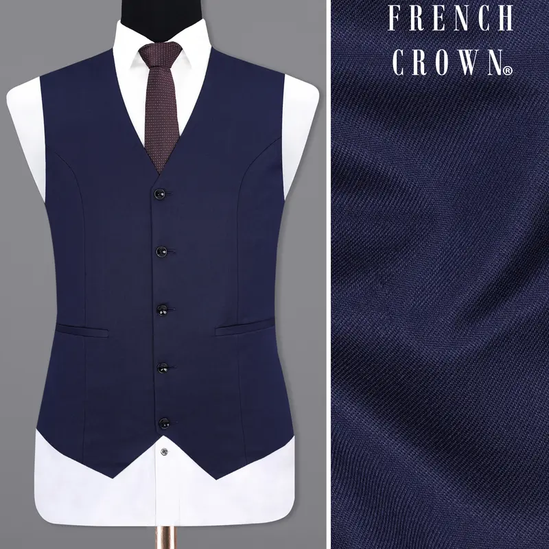 Thunder Blue Solid Waistcoat 1
