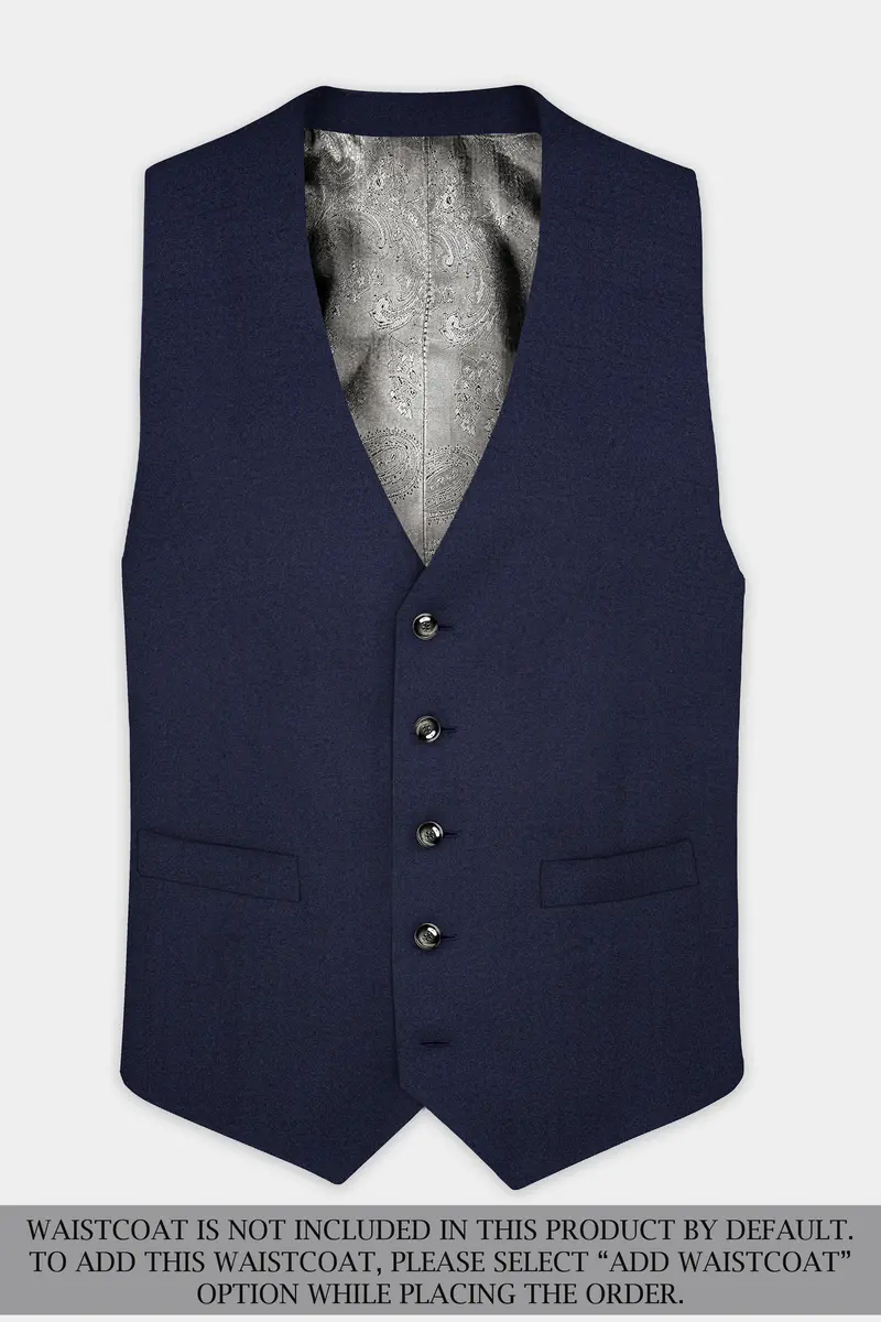 Thunder Blue Solid Wool Blend Double Breasted Suit 16