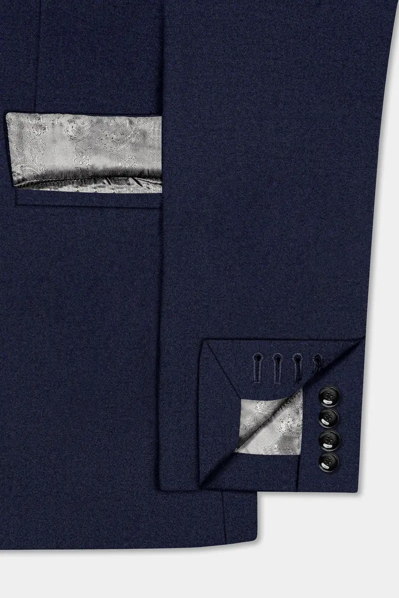 Thunder Blue Solid Wool Blend Double Breasted Suit 7