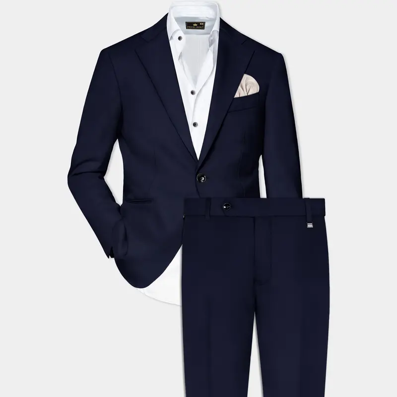 Thunder Blue Solid Wool Blend Single Breasted Suit 1