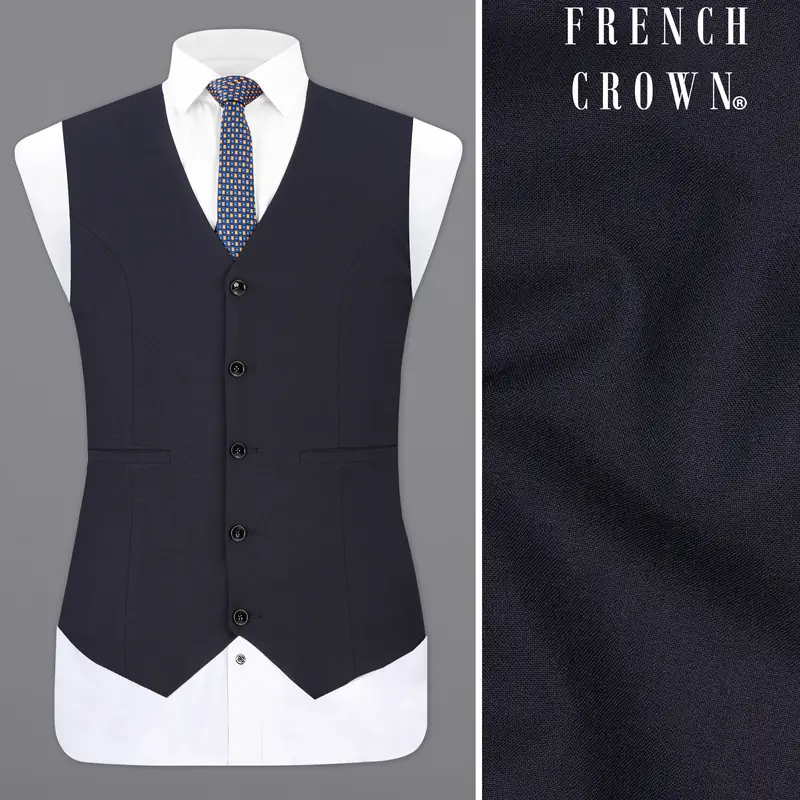 Thunder Blue Textured Waistcoat 1