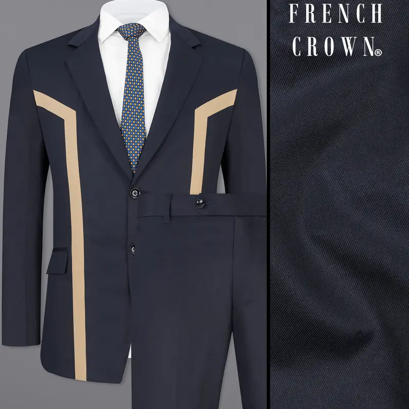 Thunder Blue With Brown Patch Work Premium Cotton Designer Suit 1