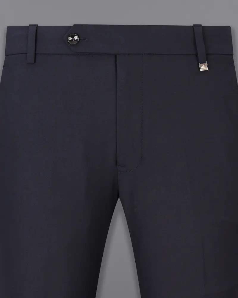 Thunder Blue With White Piping Work Single Breasted Stretchable Designer Traveler Suit 12