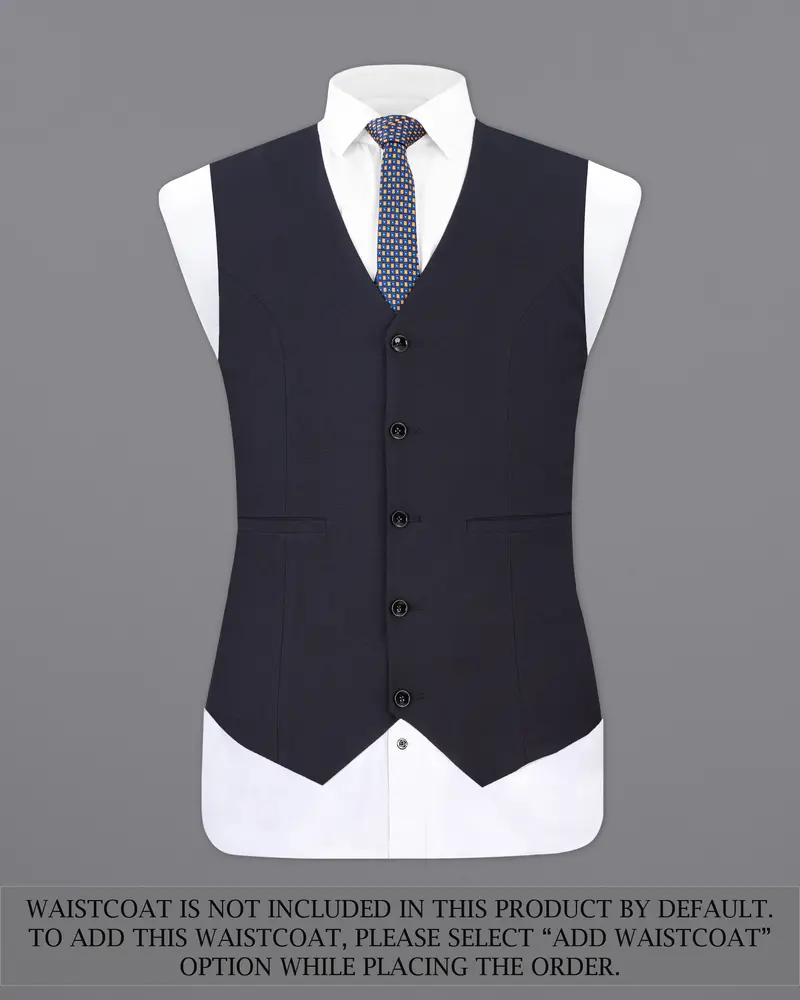 Thunder Blue With White Piping Work Single Breasted Stretchable Designer Traveler Suit 17
