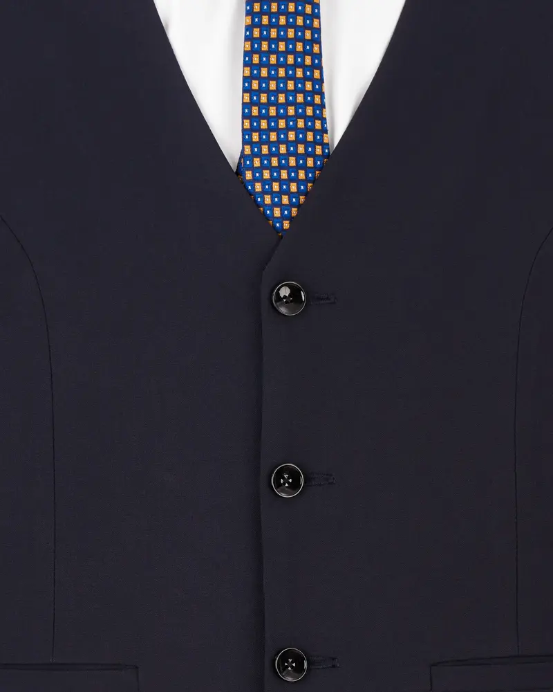 Thunder Blue With White Piping Work Single Breasted Stretchable Designer Traveler Suit 20
