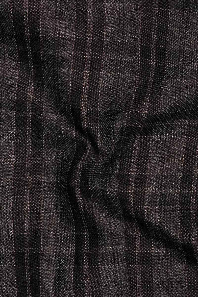 Thunder Brown Plaid Tweed Double Breasted Blazer 3