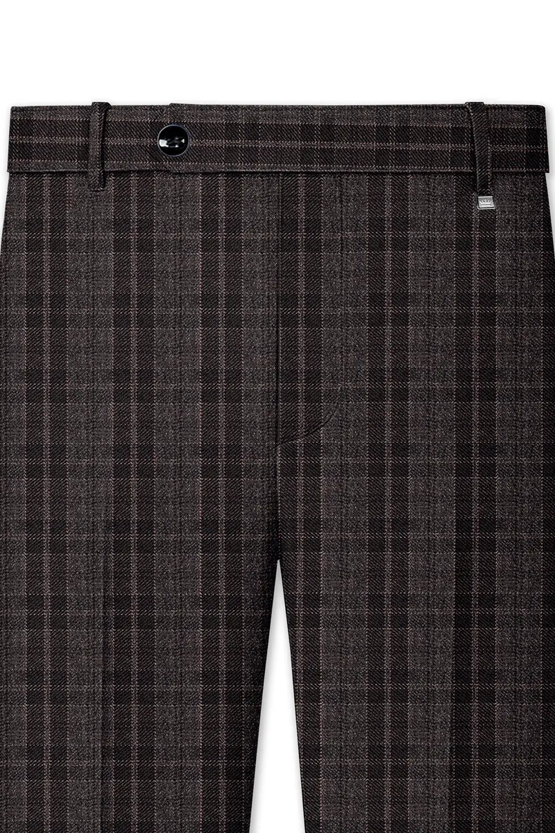 Thunder Brown Plaid Tweed Double Breasted Suit 12