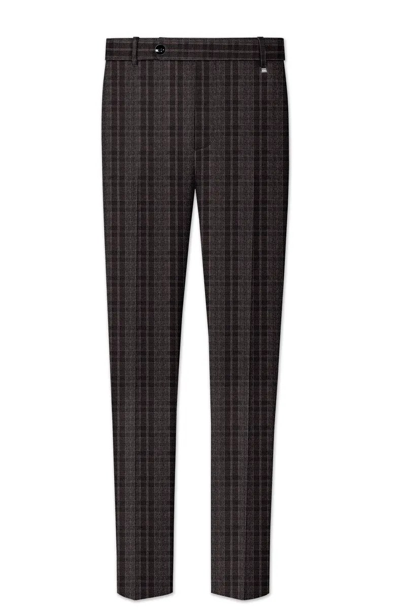 Thunder Brown Plaid Tweed Double Breasted Suit 13