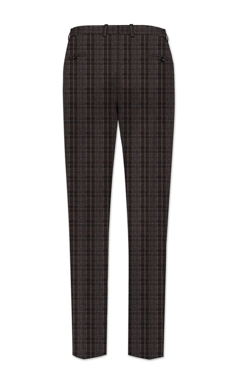Thunder Brown Plaid Tweed Double Breasted Suit 14