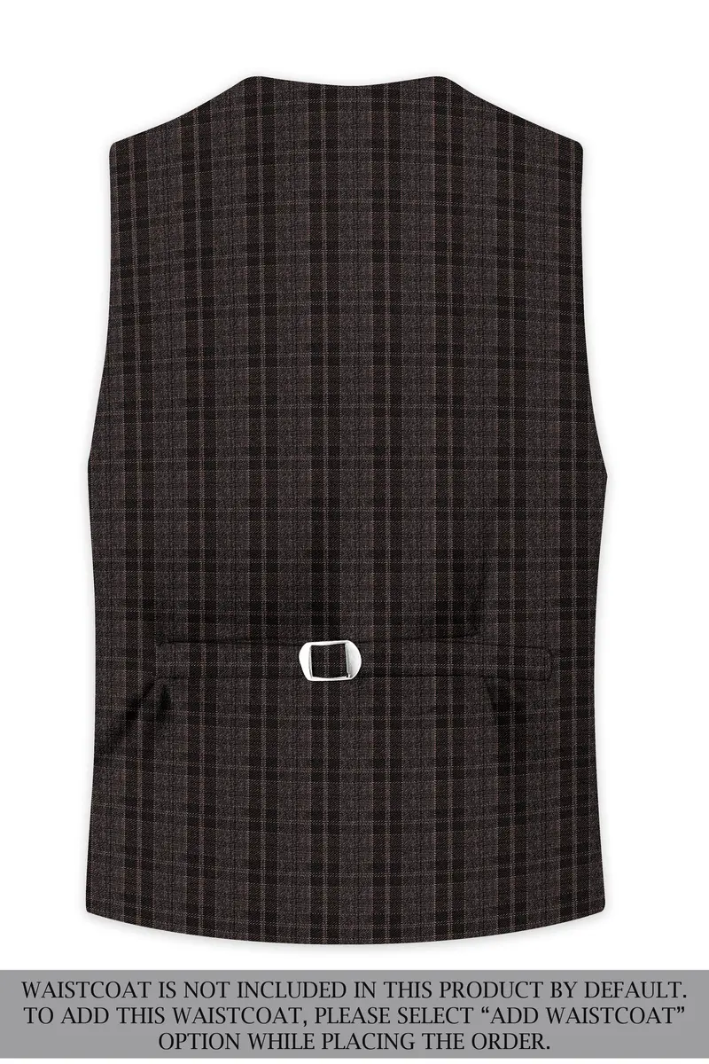 Thunder Brown Plaid Tweed Double Breasted Suit 17