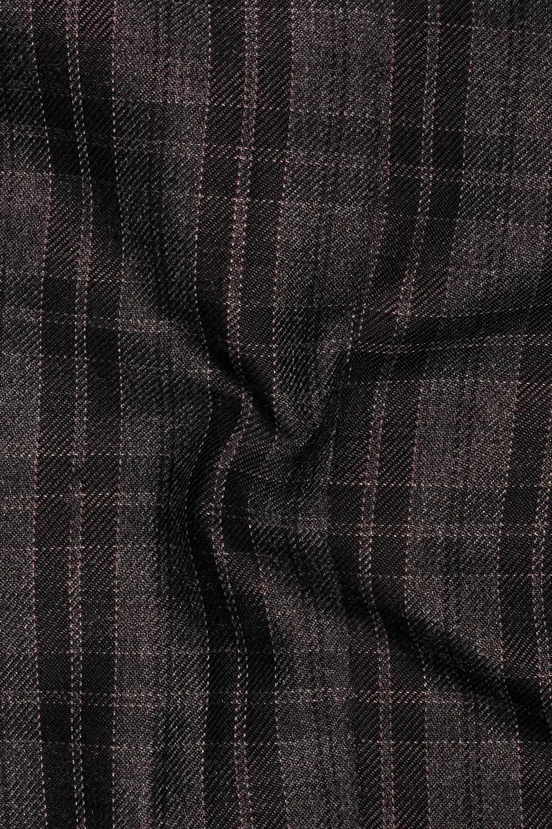 Thunder Brown Plaid Tweed Double Breasted Suit 3