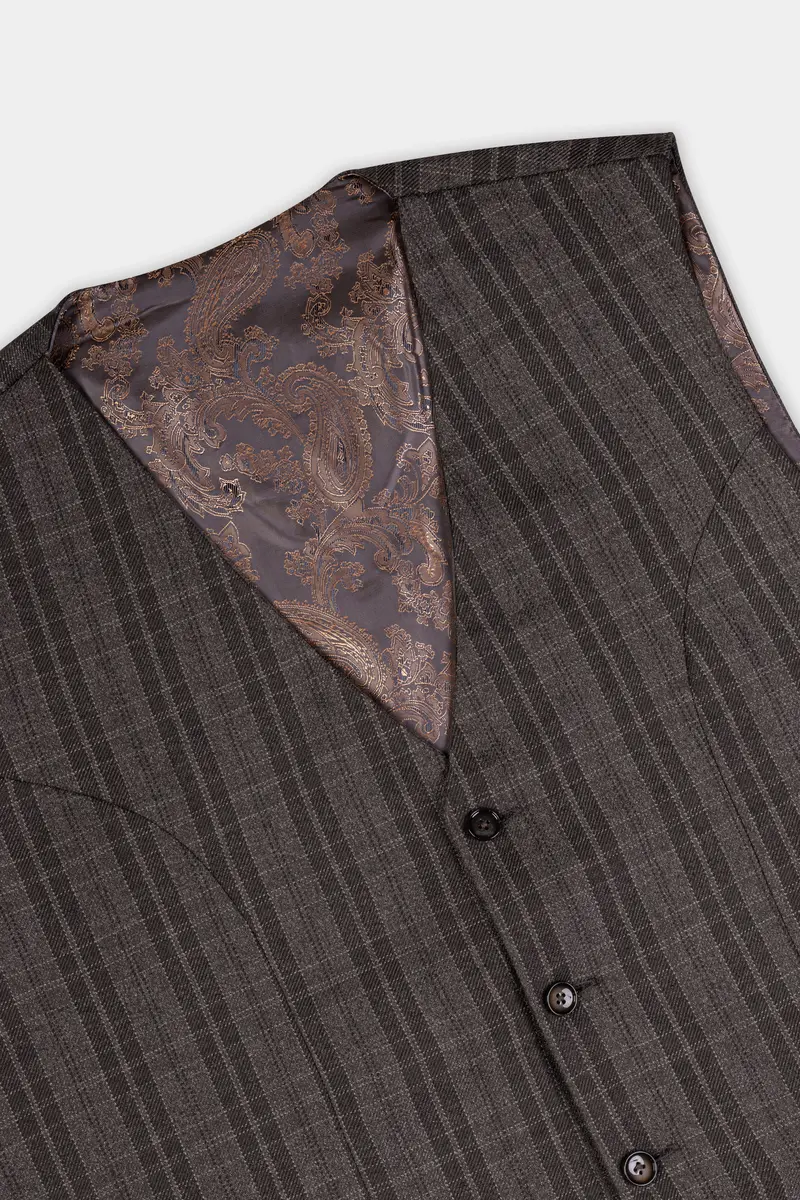 Thunder Brown Plaid Tweed Waistcoat 4