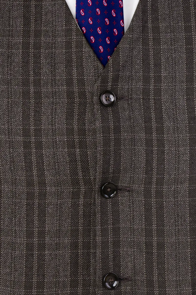 Thunder Brown Plaid Tweed Waistcoat 5