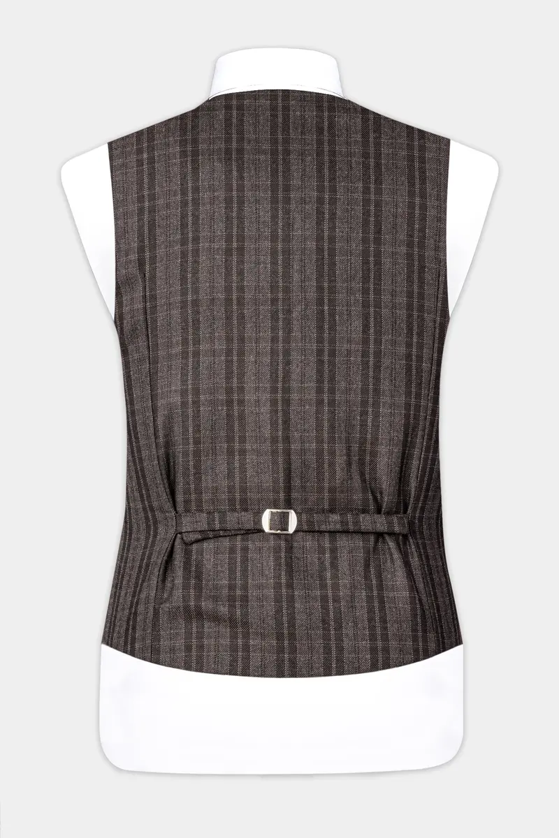 Thunder Brown Plaid Tweed Waistcoat 6