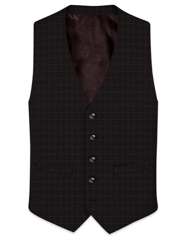 Thunder Brown Plaid Waistcoat 1