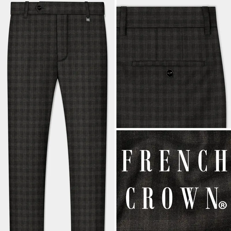 Thunder Brown Plaid Wool Blend Pant 1
