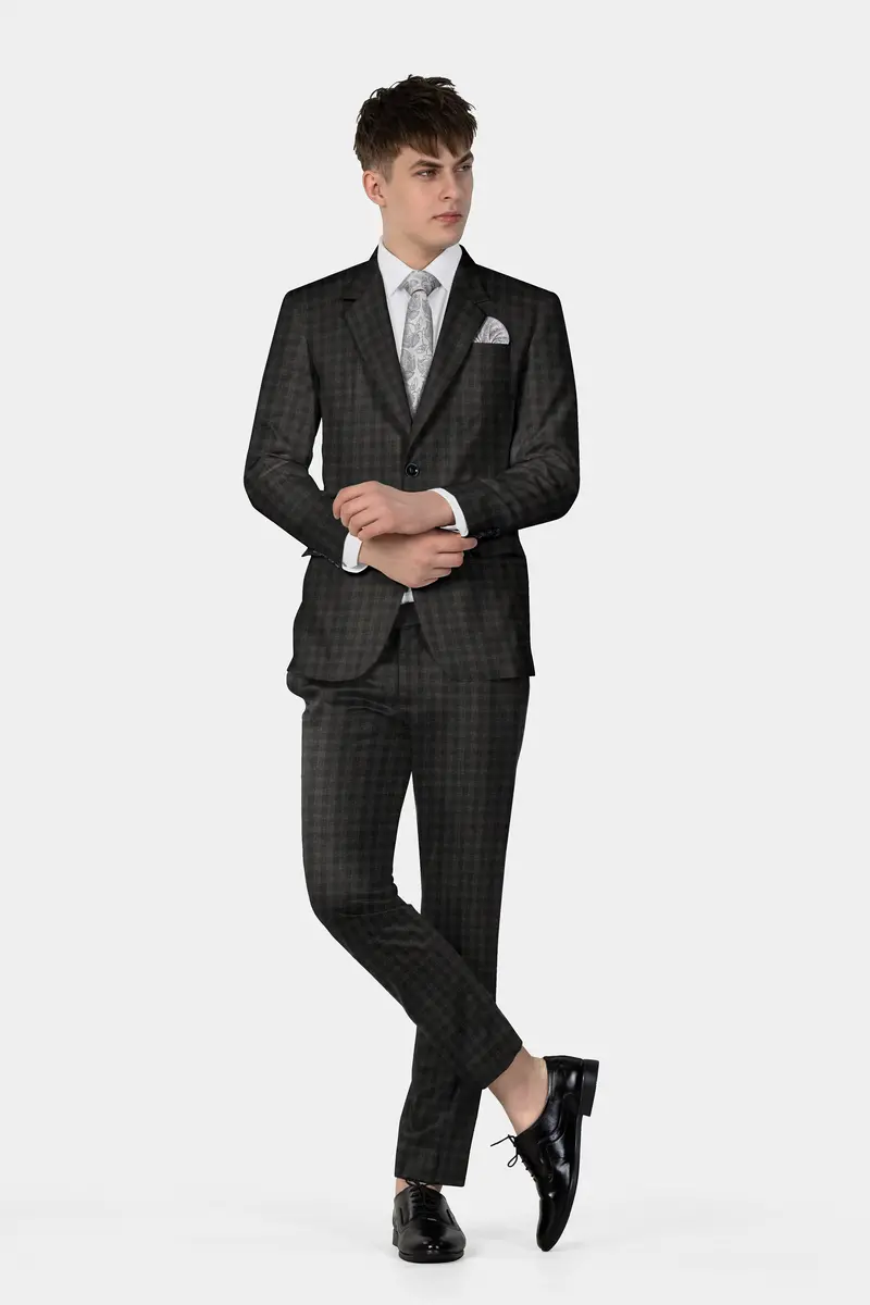 Thunder Brown Plaid Wool Blend Pant 7