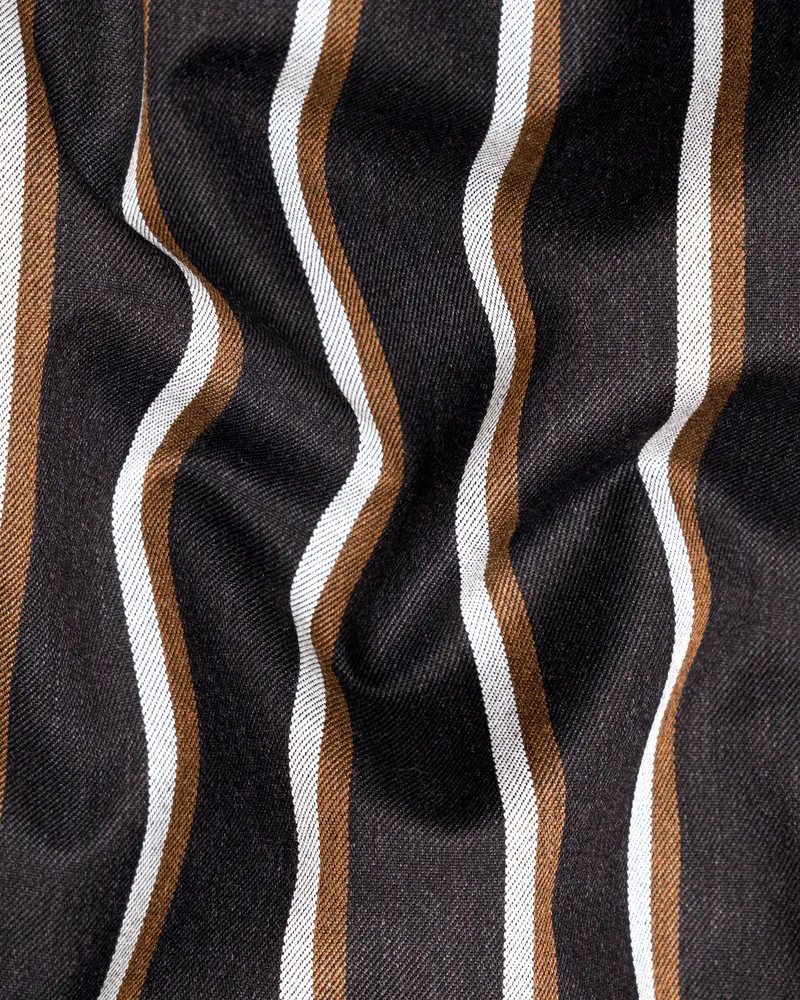 Thunder Brown Striped Nehru Jacket 3
