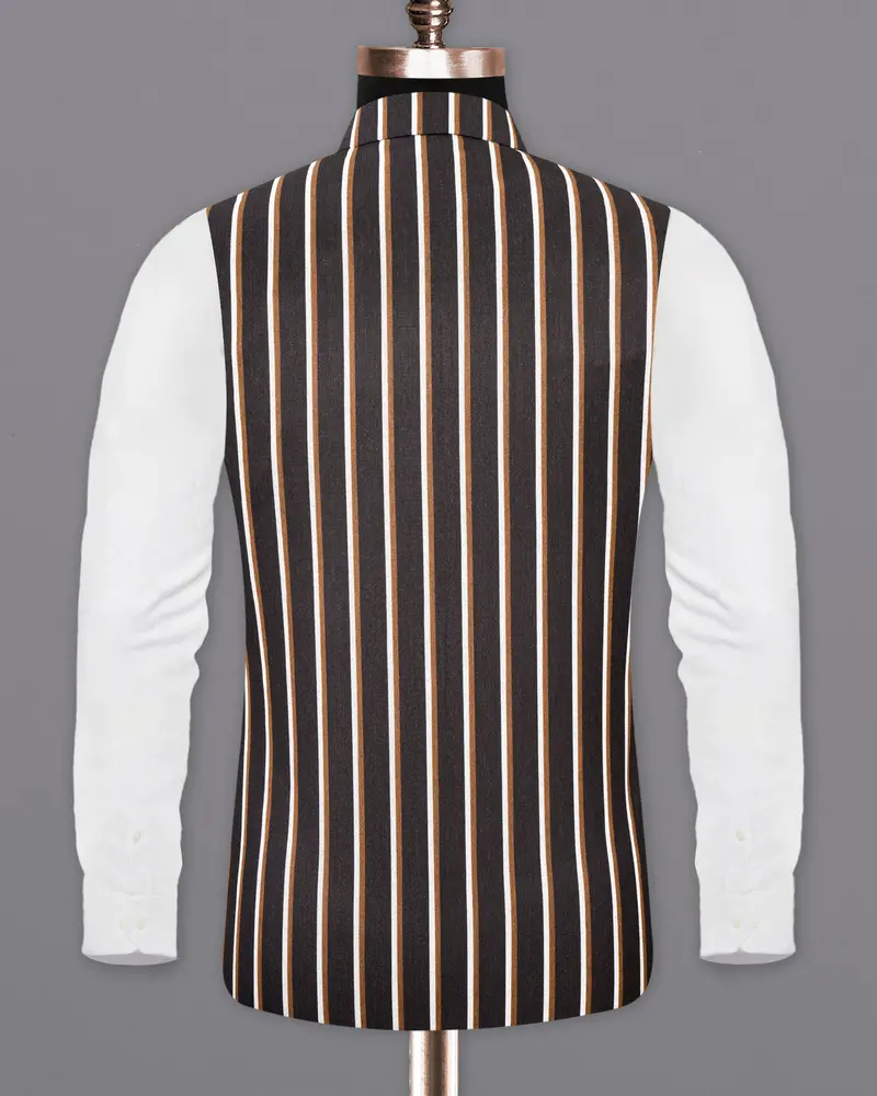 Thunder Brown Striped Nehru Jacket 6