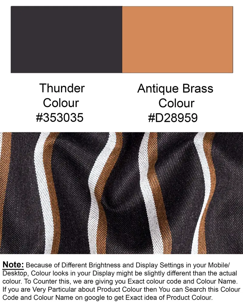 Thunder Brown Striped Nehru Jacket 7