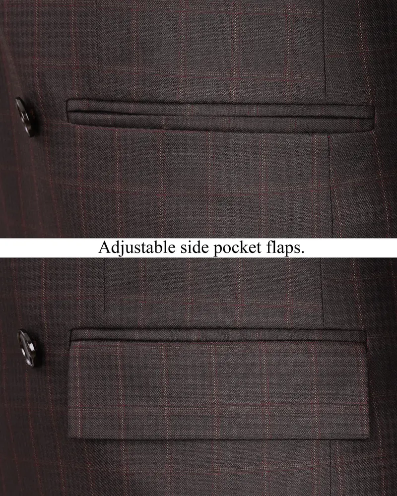 Thunder Brown Subtle Checkered Double Breasted Blazer 5