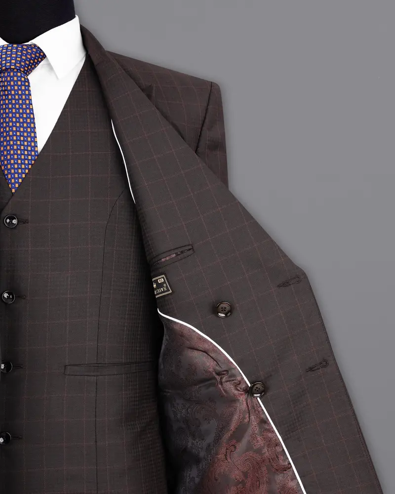 Thunder Brown Subtle Checkered Double Breasted Blazer 6